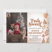 Invitation Christmas Cookie Two Sweet 2nd Birthday Photo (Devant)
