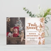 Invitation Christmas Cookie Two Sweet 2nd Birthday Photo (Debout devant)