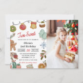 Invitation Christmas Cookie Two Sweet 2nd Birthday Photo (Devant)
