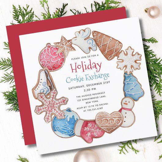 Invitation Christmas Cookie Wreath Holiday Cookie Exchange