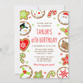 Invitation Christmas Cookies Birthday Party Red and Green (Devant)