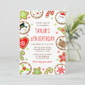 Invitation Christmas Cookies Birthday Party Red and Green (Debout devant)