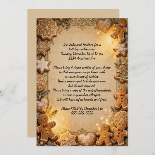 Invitation Christmas Cookies Holiday Party (Devant / Derrière)