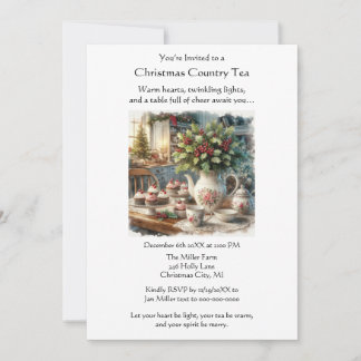 Invitation Christmas Country Tea Party 