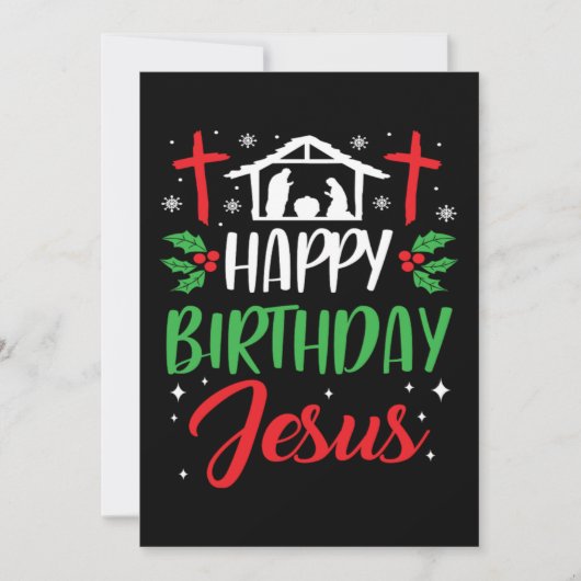 Invitation Christmas Day Happy Birthday Jesus Holiday Gift (Devant)