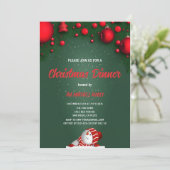 Invitation Christmas Dinner green Pine Red Berry  (Debout devant)