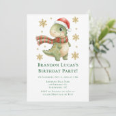 Invitation Christmas Dinosaur Kids Birthday Party (Debout devant)