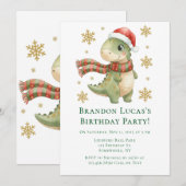 Invitation Christmas Dinosaur Kids Birthday Party (Devant / Derrière)
