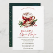Invitation Christmas Drink Bow Holiday Open House (Devant / Derrière)