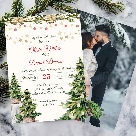 Invitation Christmas Elegant Winter Holiday Wedding