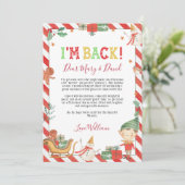 Invitation Christmas Elf Je suis Back Letter Card (Debout devant)