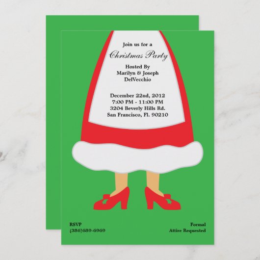 Invitation Christmas Feet, Père Noël, Elf et Mme Claus Holida (Devant / Derrière)