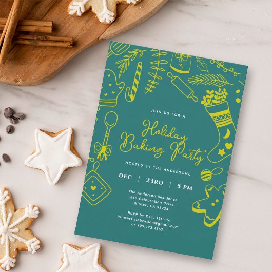 Invitation Christmas festive Green Holiday Baking Party