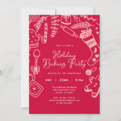 Invitation Christmas festive Red Holiday Baking Party  (Devant)