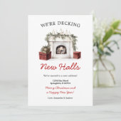 Invitation Christmas Fireplace Decking New Halls New Address (Debout devant)
