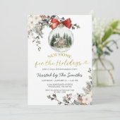 Invitation Christmas Floral Winter Holiday Housewarming Party (Debout devant)