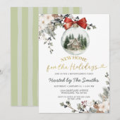 Invitation Christmas Floral Winter Holiday Housewarming Party (Devant / Derrière)