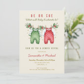 Invitation Christmas gender reveal winter holiday clothes (Debout devant)