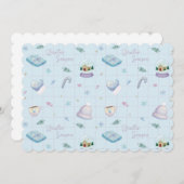 Invitation Christmas Gift Wrap with Festive Holiday Patterns (Devant / Derrière)
