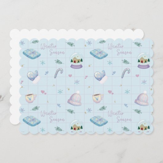 Invitation Christmas Gift Wrap with Festive Holiday Patterns (Devant / Derrière)