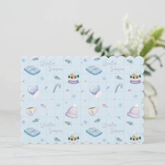 Invitation Christmas Gift Wrap with Festive Holiday Patterns (Debout devant)