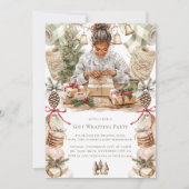Invitation Christmas Gift Wrapper Party Afro-Américain (Devant)