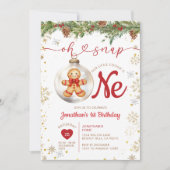 Invitation Christmas Gingerbread 1st Birthday Cookie Party (Devant)