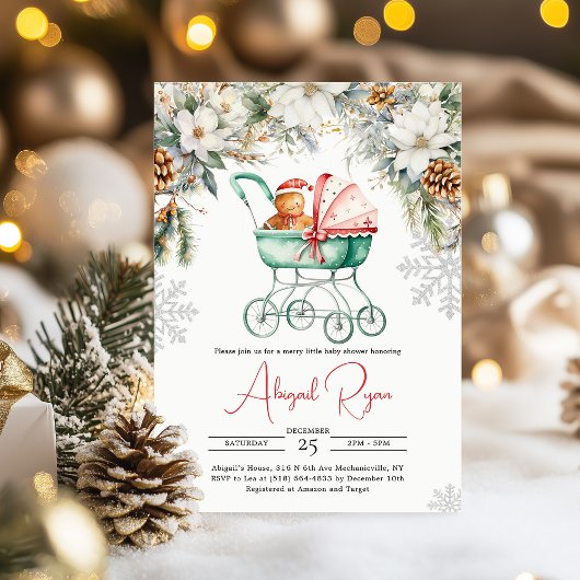 Invitation Christmas Gingerbread Cookie Baby Shower