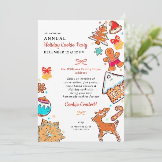 Invitation Christmas Gingerbread Cookie Swap Baking Contest (Debout devant)