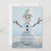 Invitation Christmas Golf Ball Snowman (Devant)