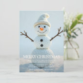 Invitation Christmas Golf Ball Snowman (Debout devant)