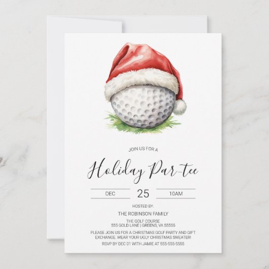 Invitation Christmas Golf Invitation, Holiday Park tee (Devant)