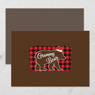 Invitation Christmas Grammy Bear Christmas Red Plaid Buffalo