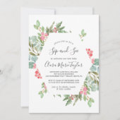 Invitation Christmas Green & Red Berry Sip and See (Devant)