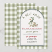 Invitation Christmas Green Silly Goose Baby Shower  (Devant / Derrière)