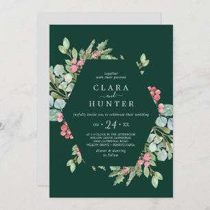Invitation Christmas Greenery & Berry   Mariage Décontracté v