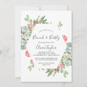 Invitation Christmas Greenery & Red Berry Brunch and Bubbly (Devant)