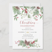 Invitation Christmas Greenery Watercolor Celebration Invitati (Devant)