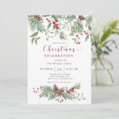 Invitation Christmas Greenery Watercolor Celebration Invitati (Debout devant)