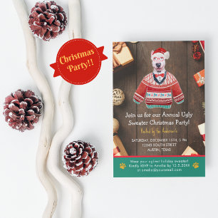 Invitation Christmas Holiday Bull Terrier Ugly Sweat Party