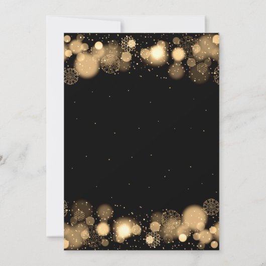 Invitation Christmas Holiday Dinner Party Winter Gold Bow (Dos)