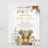 Invitation Christmas Holiday Fireplace Baby Shower (Devant)