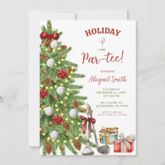 Invitation Christmas Holiday Golf Partee (Devant)
