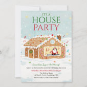 Invitation Christmas Holiday House Party Gingerbread House (Devant)