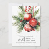 Invitation Christmas Holiday Open House Hand Painted Baubles  (Devant)