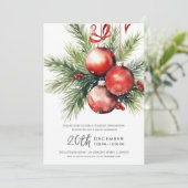 Invitation Christmas Holiday Open House Hand Painted Baubles  (Debout devant)