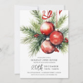 Invitation Christmas Holiday Open House Painted Baubles  (Devant)