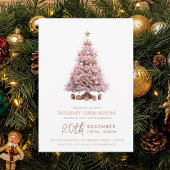 Invitation Christmas Holiday Open House Rose Gold Xmas Tree