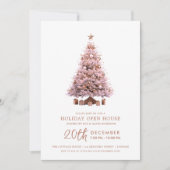 Invitation Christmas Holiday Open House Rose Gold Xmas Tree (Devant)