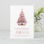 Invitation Christmas Holiday Open House Rose Gold Xmas Tree (Debout devant)